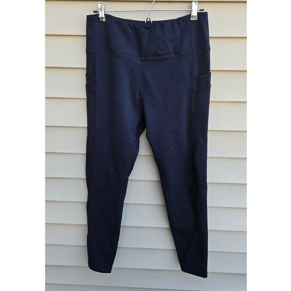 Baleaf Black High Waisted Athletic Fleece Lined Leggings with Pockets Size XL